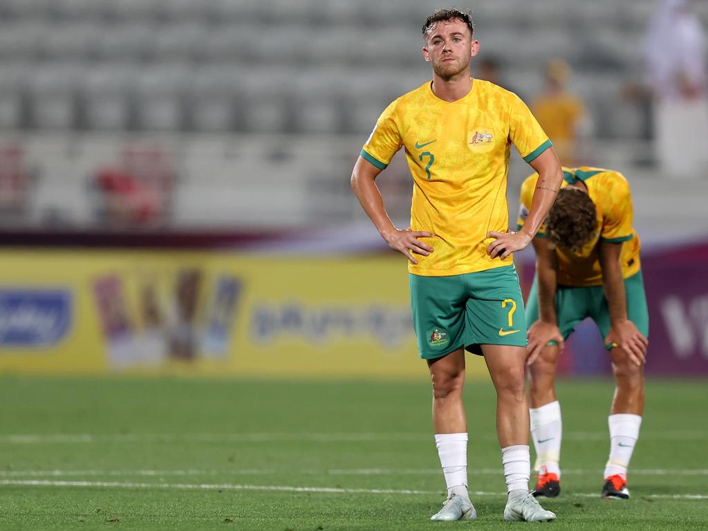 Lachlan Brook following the loss to Indonesia. Picture: Getty Images)