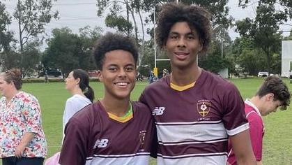 Treyvon and brother Kadin after an AIC First XV game in 2022.