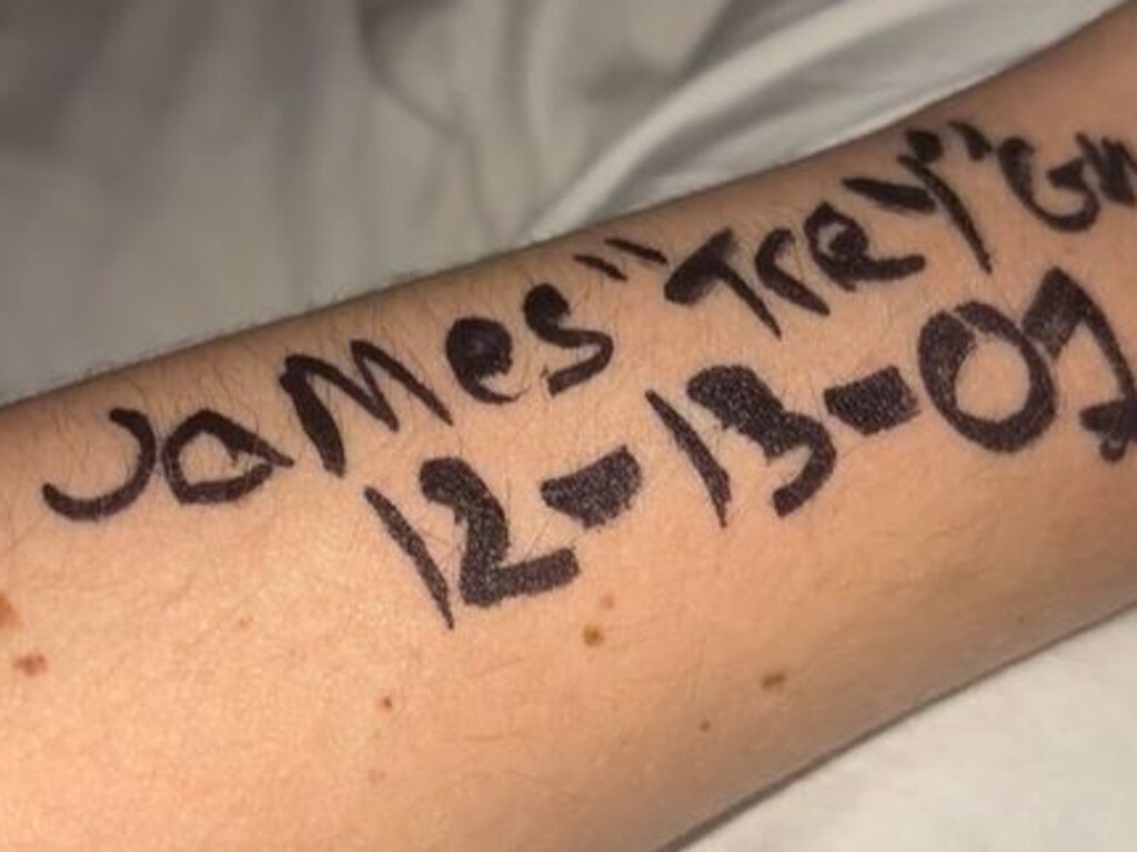 Some have taken to writing their details on their arms before the hurricane hits. Picture: TikTok@trez_100