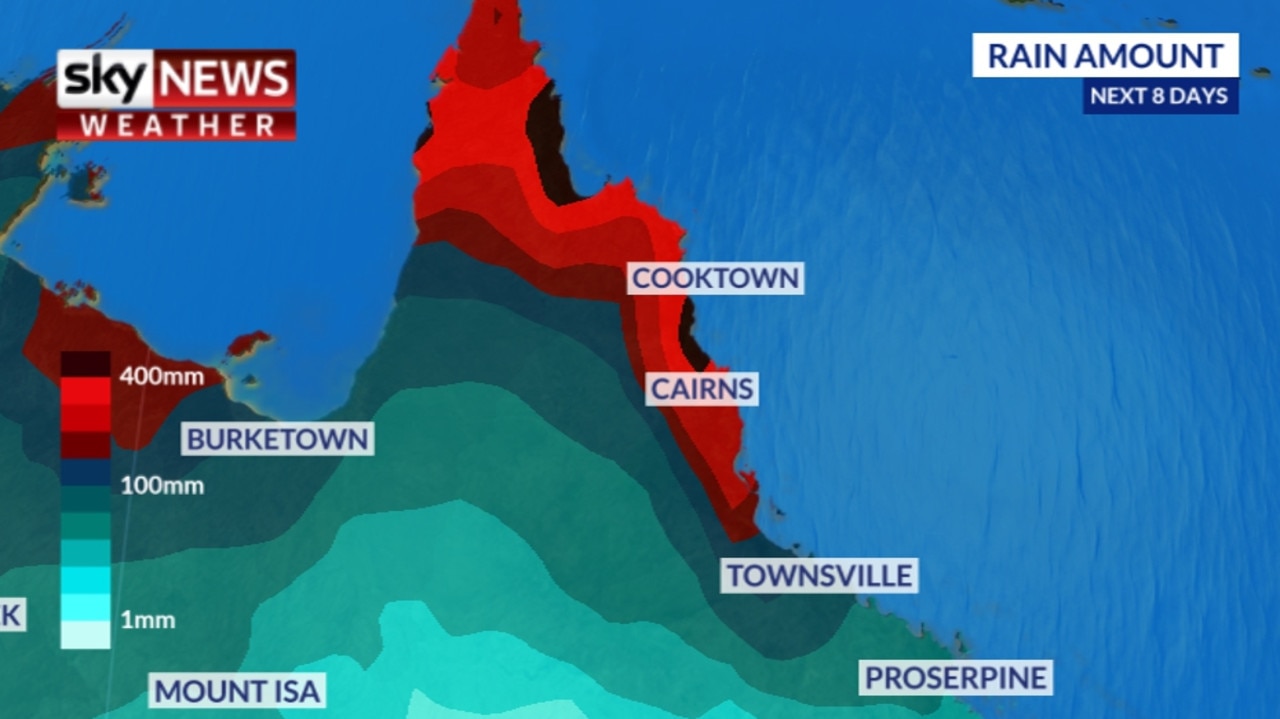 Tropical Cyclone Trevor will bring heavy rain to the state’s north. Picture: Sky News Weather