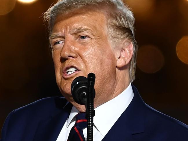 US President Donald Trump delivers his acceptance speech for the Republican Party nomination for reelection during the final day of the Republican National Convention from the South Lawn of the White House on August 27, 2020 in Washington, DC. (Photo by Brendan Smialowski / AFP)