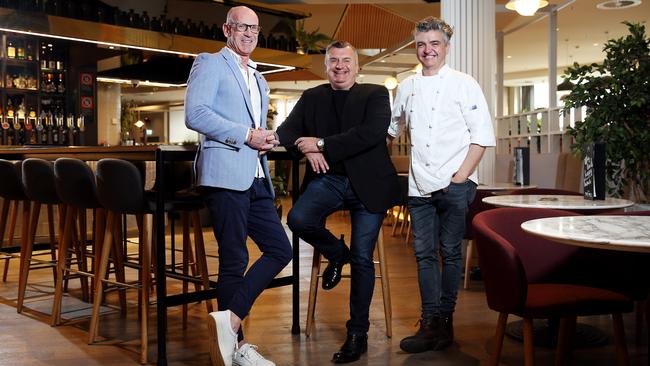 West HQ boss Richard Errington with chef Sean Connolly and China Doll owner Steve Anastasiou, are all excited for the launch of the revamped club. Picture: Tim Hunter