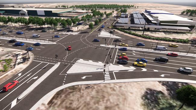 Concept art of the $6 million upgrades to the intersection which would see improved slip lanes and added pedestrian crossings to the Bagot Rd/Osgood Dr intersection. Picture: Supplied