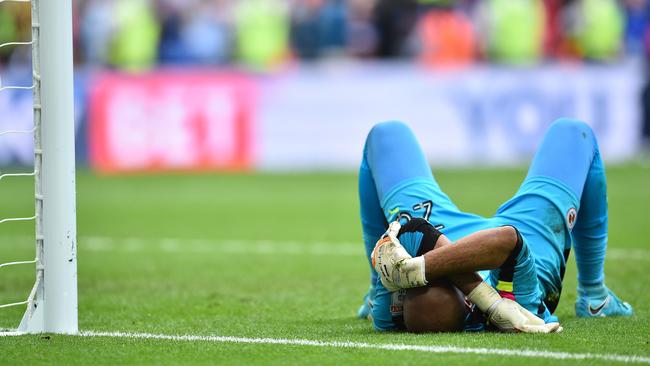 Reading's Omani goalkeeper Ali Al-Habsi reacts.
