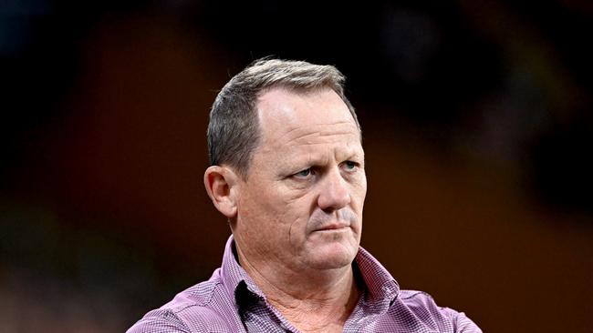 BRISBANE, AUSTRALIA - MARCH 11: Broncos coach Kevin Walters watches on during the round one NRL match between the Brisbane Broncos and the South Sydney Rabbitohs at Suncorp Stadium, on March 11, 2022, in Brisbane, Australia. (Photo by Bradley Kanaris/Getty Images)