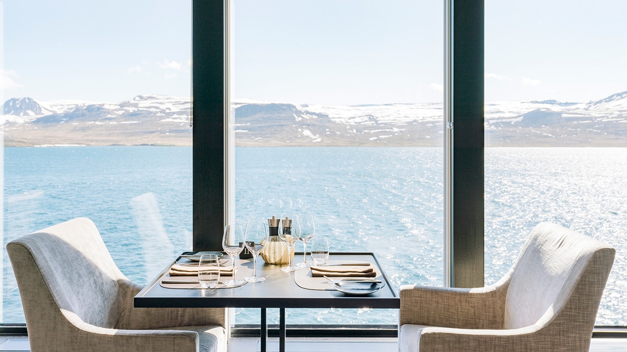 Lindstrom restaurant on Hurtigruten ship MS Fridtjof Nansen.