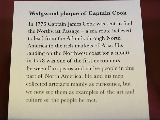 An explanation of the Wedgwood plaque of Captain James Cook. Picture: News Corp Australia Network