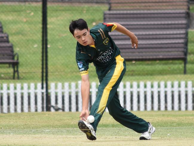 Kaisei Doggett fields off his own bowling. Picture: Sean Teuma