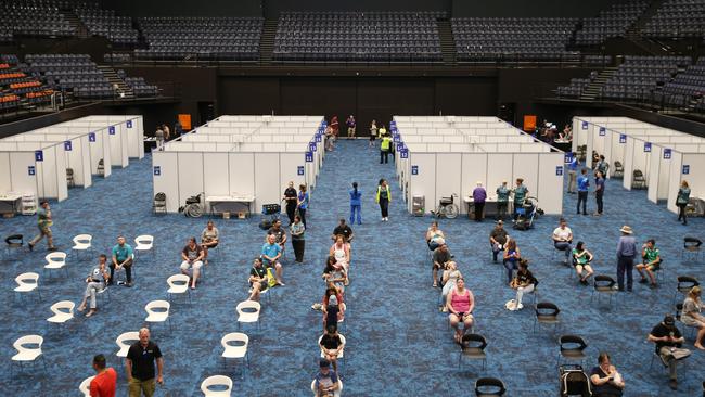 The mass vaccination hub set up in the Cairns Convention Centre. Picture: Brendan Radke