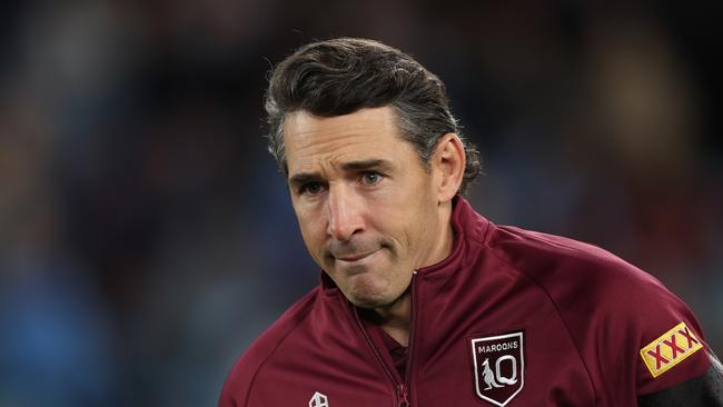 SYDNEY, AUSTRALIA - JULY 12: Maroons coach Billy Slater looks on after game three of the State of Origin series between New South Wales Blues and Queensland Maroons at Accor Stadium on July 12, 2023 in Sydney, Australia. (Photo by Mark Kolbe/Getty Images)