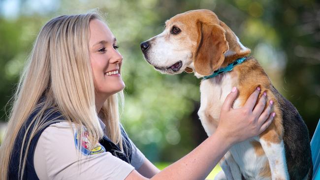 Inspector Kate Davies with Shuey the 12-year-old rescue beagle. Picture: Mark Stewart