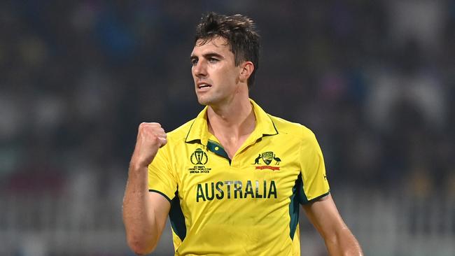 Pat Cummins got three wickets. (Photo by Gareth Copley/Getty Images)