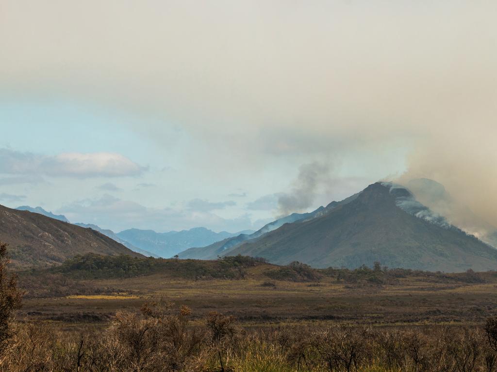 Bushfire in Tasmania’s South-West Wilderness World Heritage Area. Picture: LYNDSEY EVANS