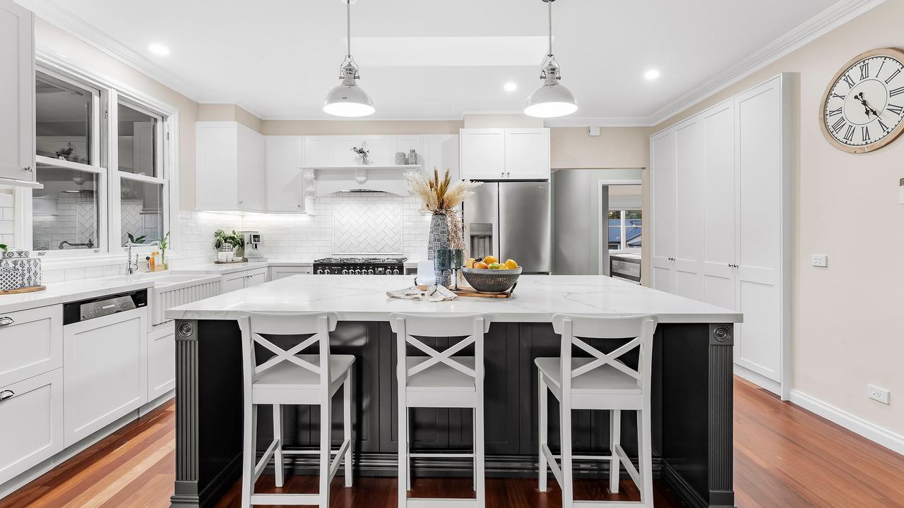 A Falcon double oven, made in the UK, and a Miele dishwasher feature in the kitchen.