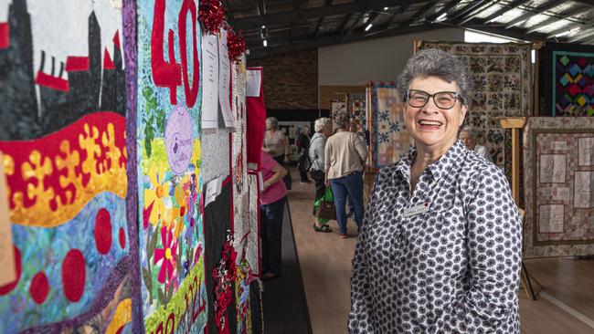 Challenge 2024 co-ordinator Genell Lilley celebrating 40 years at the Toowoomba Quilters Club exhibition at Toowoomba Community Baptist Church, Thursday, September 19, 2024. Picture: Kevin Farmer