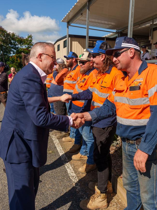 The PM meets workers in Rockhampton. Picture: PMO