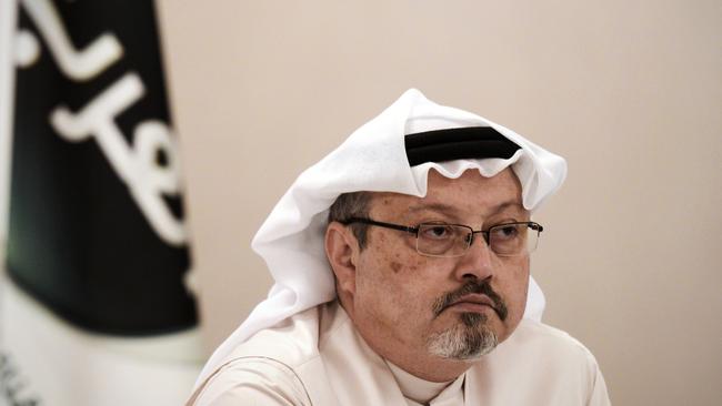 Jamal Khashoggi attends a 2014 press conference in the Bahraini capital Manama. Photo: AFP