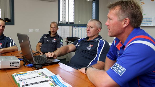 Garth Brennan (right) with the Newcastle coaching staff.