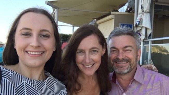 Karen Ristevski (centre) with daughter Sarah and husband Borce.