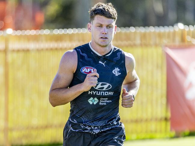 Carlton training at Tony Sheehan Oval at La Trobe Uni. Sam Walsh. Picture: Jake Nowakowski