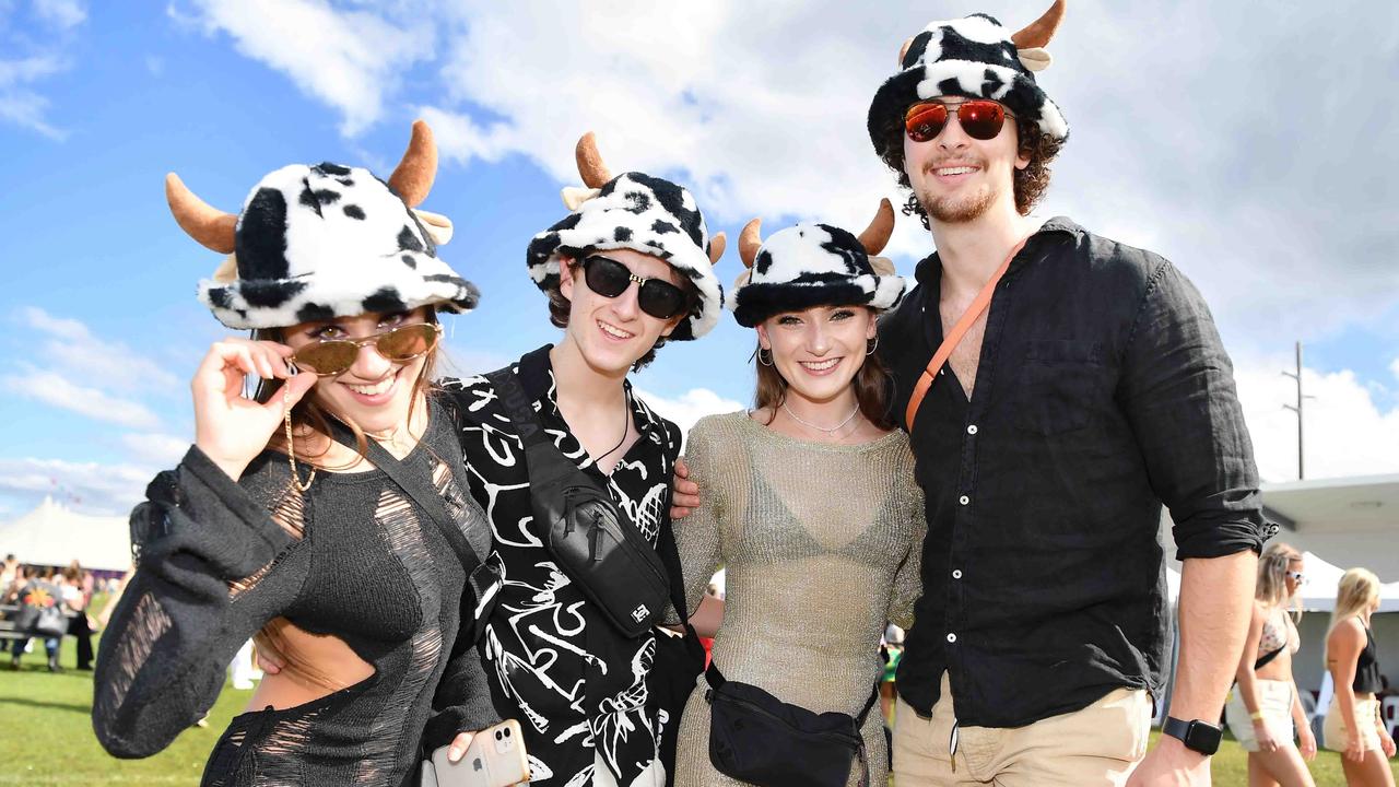 Alisa Pukkinen, Josh Fagan, Shanti Barlow and Max Jones at Groovin the Moo, Sunshine Coast 2023. Picture: Patrick Woods.