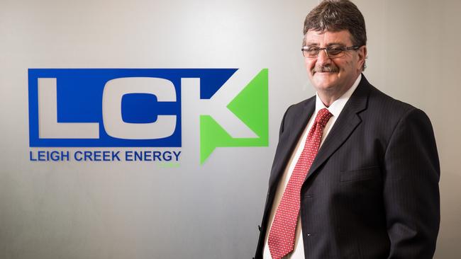 Leigh Creek Energy executive chairman Justyn Peters at their Adelaide office.