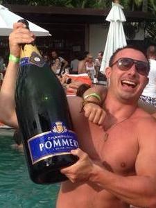 Geering enjoying a pool party and champagne. Picture: Facebook