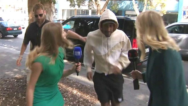 He was seen in public for the first time on Saturday morning, checking in at Perth’s major metro police station. Picture: