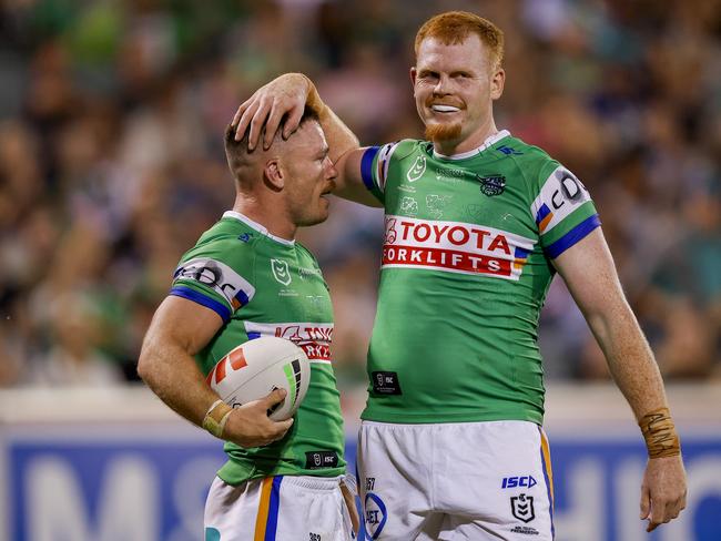 (L-R) Canberra’s Tom Starling and Corey Horsburgh have been early SuperCoach studs. Picture: NRL Photos