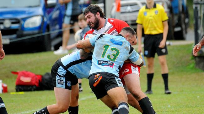 South Grafton's Bailey Sinclair taking a hit-up. Picture: Leigh Jensen