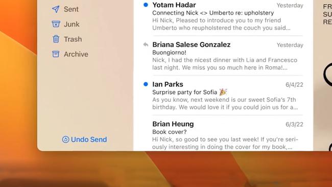 The Undo Send feature in Mail on an Apple Mac.