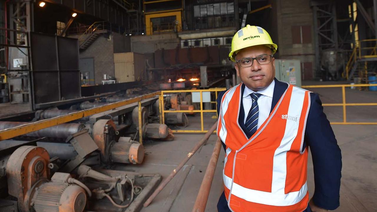 Sanjeev Gupta visiting the Whyalla Steelworks before buying the operations in 2017.