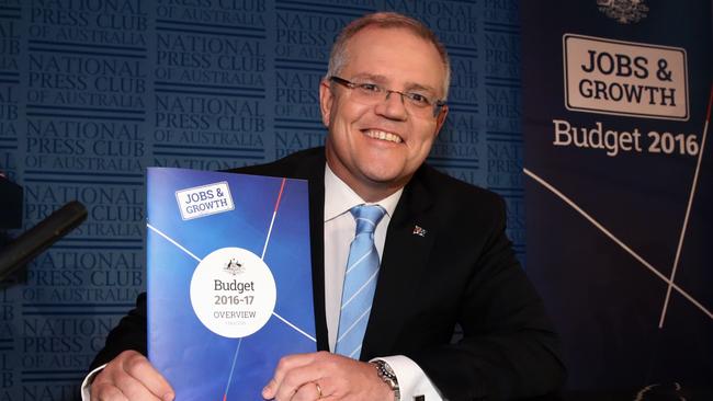 Scott Morrison delivers his post-Budget Press Club address. Picture: Ray Strange.