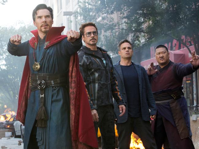 Benedict Cumberbatch, Robert Downey Jr., Mark Ruffalo and Benedict Wong in a scene from <i>Avengers: Infinity War</i>. Picture: Marvel Studios via AP