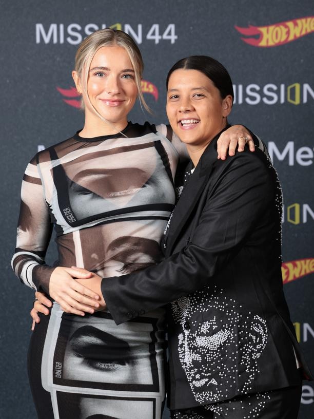 Sam Kerr with partner Kristie Mewis at a gala dinner for Lewis Hamilton's Charitable Foundation. Picture: Getty Images