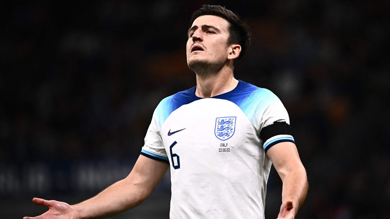 England's defender Harry Maguire reacts during the dismal defeat.