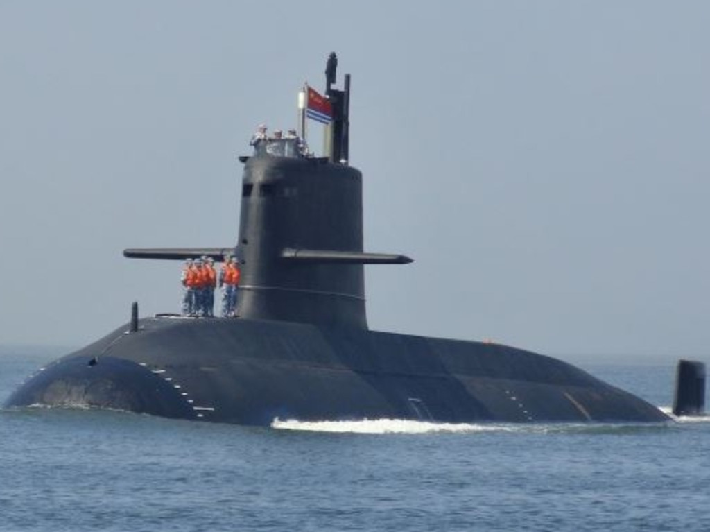 A Chinese Yuan-class attack submarine during a recent naval parade. Picture: PLAN