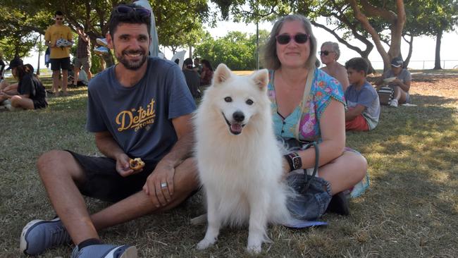 Peter, Mimi, and Elliot (dog) Moret enjoyed the Nightcliff Seabreeze Festival, 2023. Picture: Sierra Haigh