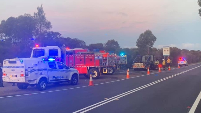 Emergency services at the scene of the blaze.