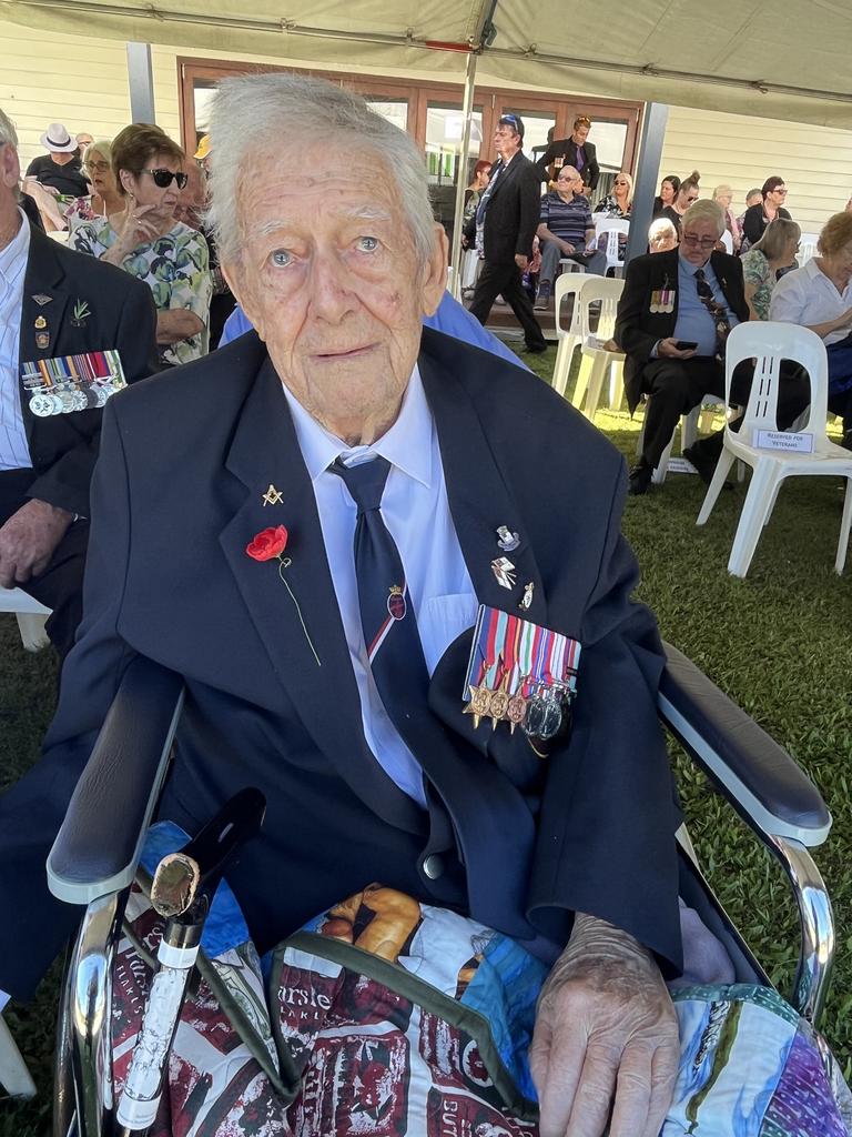 World War Two veteran Ken Hayden at the Hervey Bay Anzac Day service.