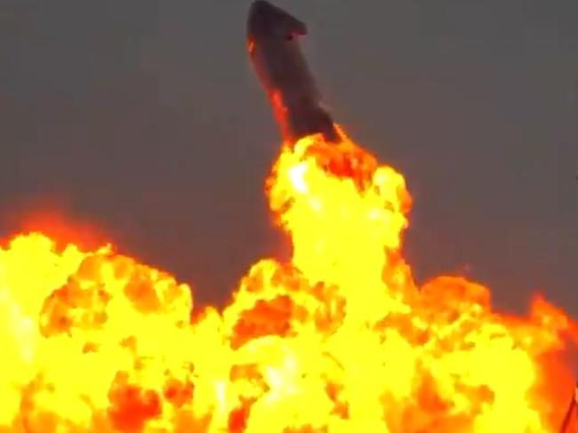 SpaceX's SN10 Starship prototype explodes on the landing pad.