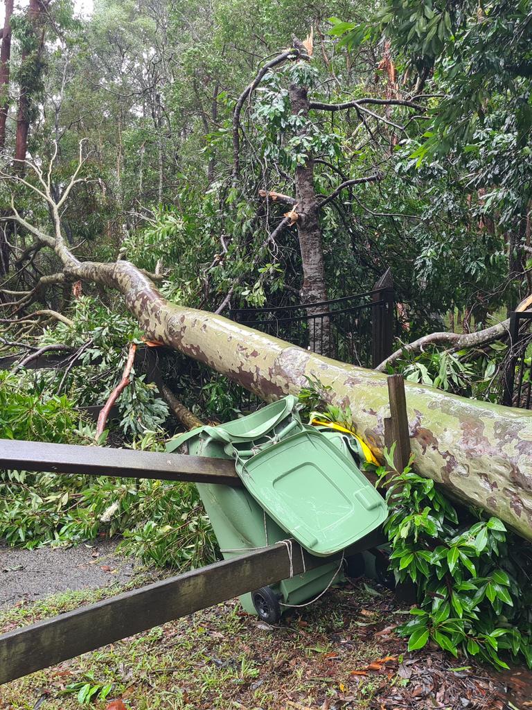 Damage to a property at Springwood's Dennis Road. Picture: Jodie O’Brien