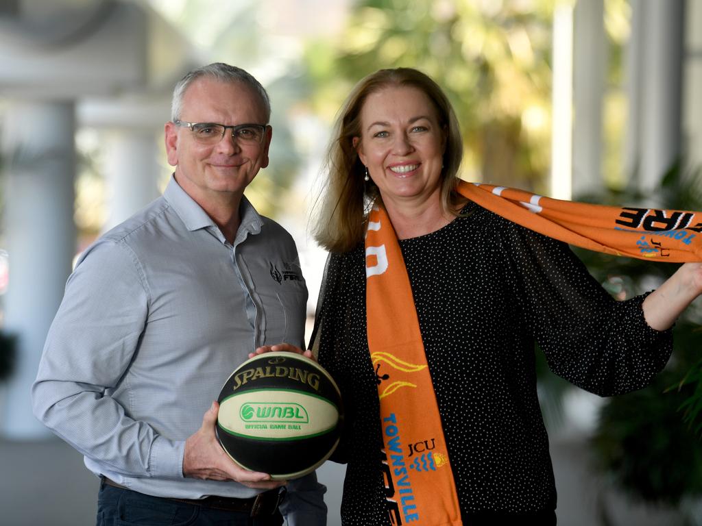 Stephen Motti, chairman of the Townsville Fire Board of Directors, with Suzanne Wilson, deputy chair. Picture: Evan Morgan