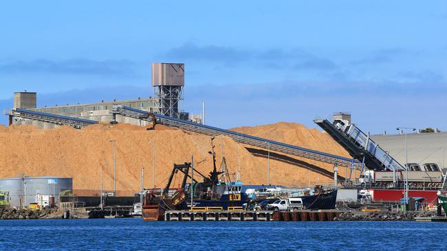 Two Chinese crew members of an international woodchipping ship are in hotel quarantine after refusing to sail out of the port of Portland on Friday.