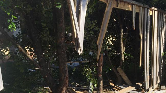 The demolished fence at Carindale.