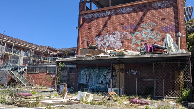 The former rooming house at Hays International College has turned into a run-down, abandoned eyesore in Box Hill South.