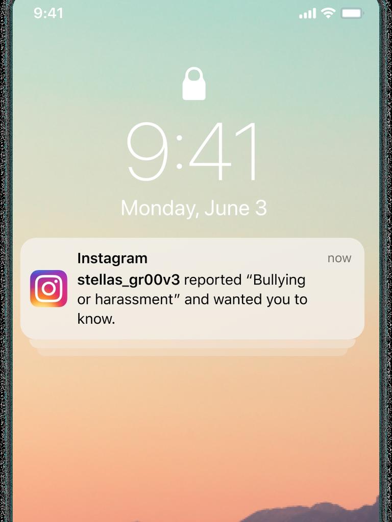 An example of a noticiation a parent would receive from Instagram about their child.