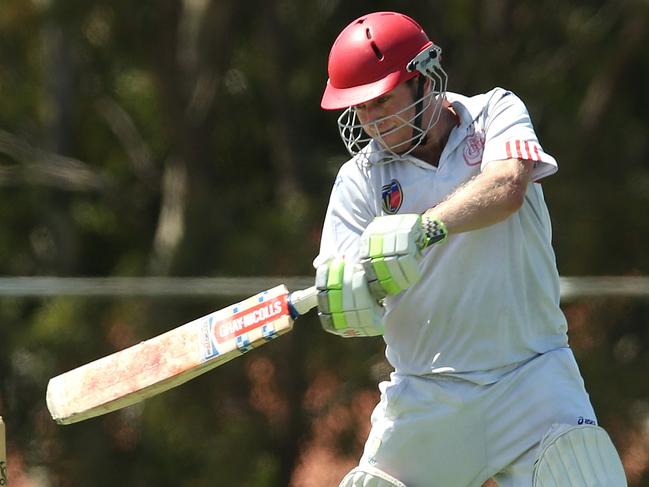 Michael Sortino of Preston batting during NMCA Cricket: Rivergum v Preston Baseballers on Saturday, February 16, 2019, in Mill Park, Victoria, Australia. Picture: Hamish Blair