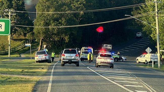 Police at the scene after a hit-run in Tallebudgera on Tuesday. Picture: Supplied