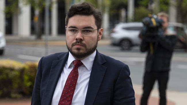 Bruce Lehrmann outside the ACT Magistrates Court in Canberra on Thursday. Picture: Martin Ollman